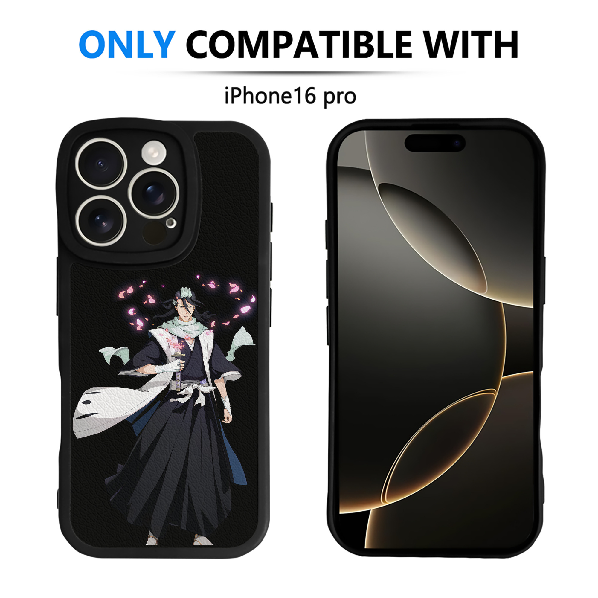 （画像用） ブリーチ くちき びゃくや BLEACH Kuchiki Byakuya 【iPhone 16シリーズ対応】シリコンスマホケース（レザー調） 材質：シリコン